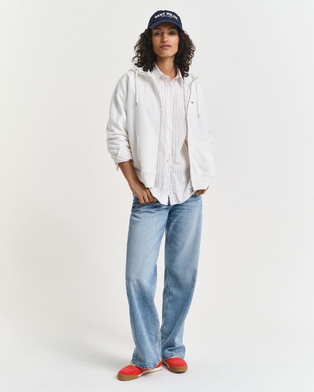 Gant Shield Zip Hoodie Eggshell
