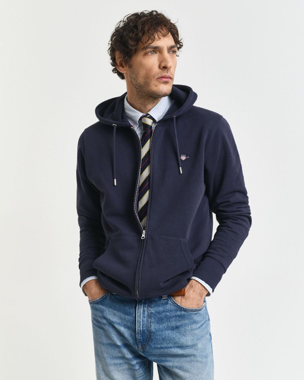 gant Shield Zip Hoodie evening blue