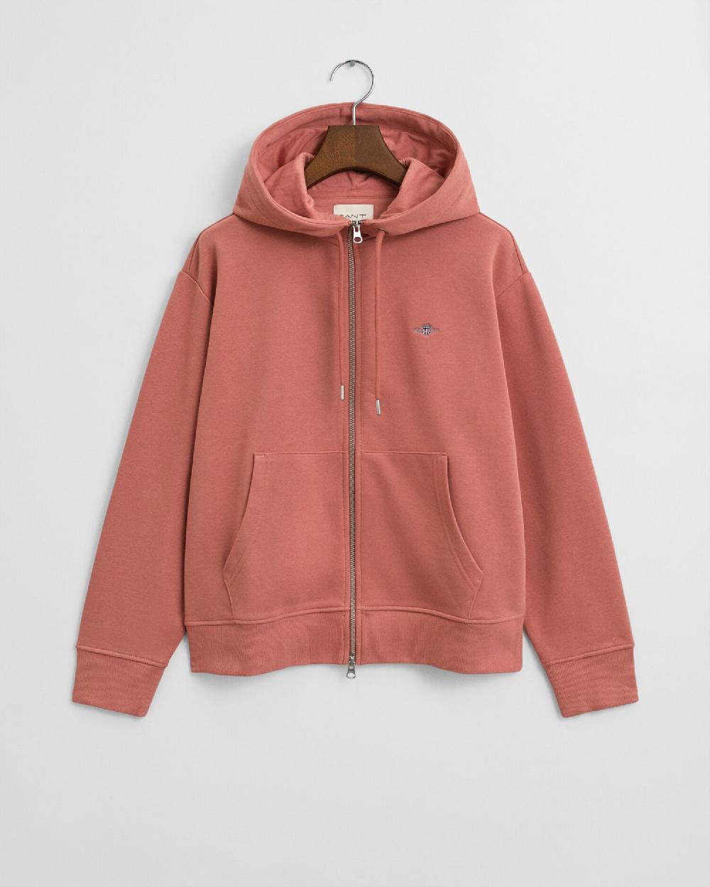 gant Shield Zip Hoodie faded brick