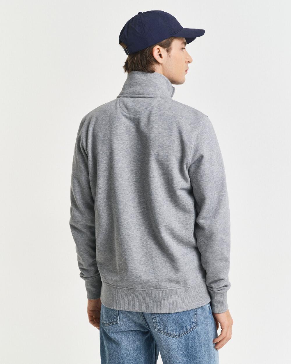 Gant Shield Zip Sweatshirt Grey Melange