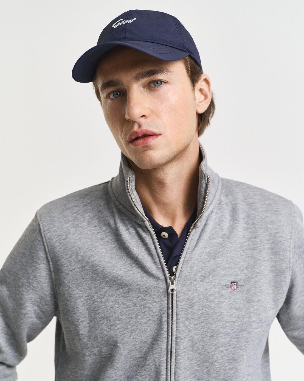 Gant Shield Zip Sweatshirt Grey Melange