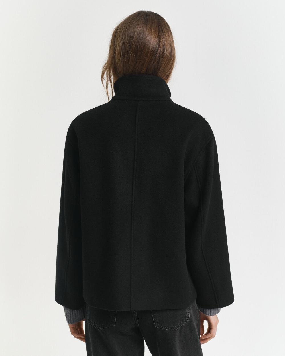 Gant Short Wool Zip Jacket Black