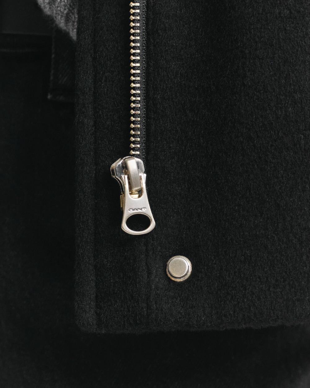 Gant Short Wool Zip Jacket Black