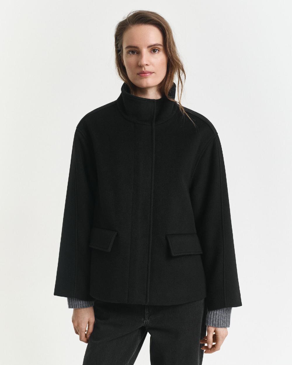 Gant Short Wool Zip Jacket Black