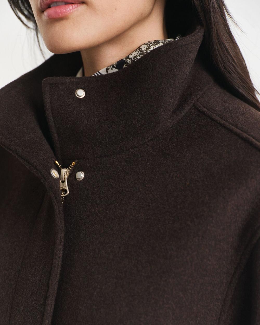 Gant Short Wool Zip Jacket Deep Brown