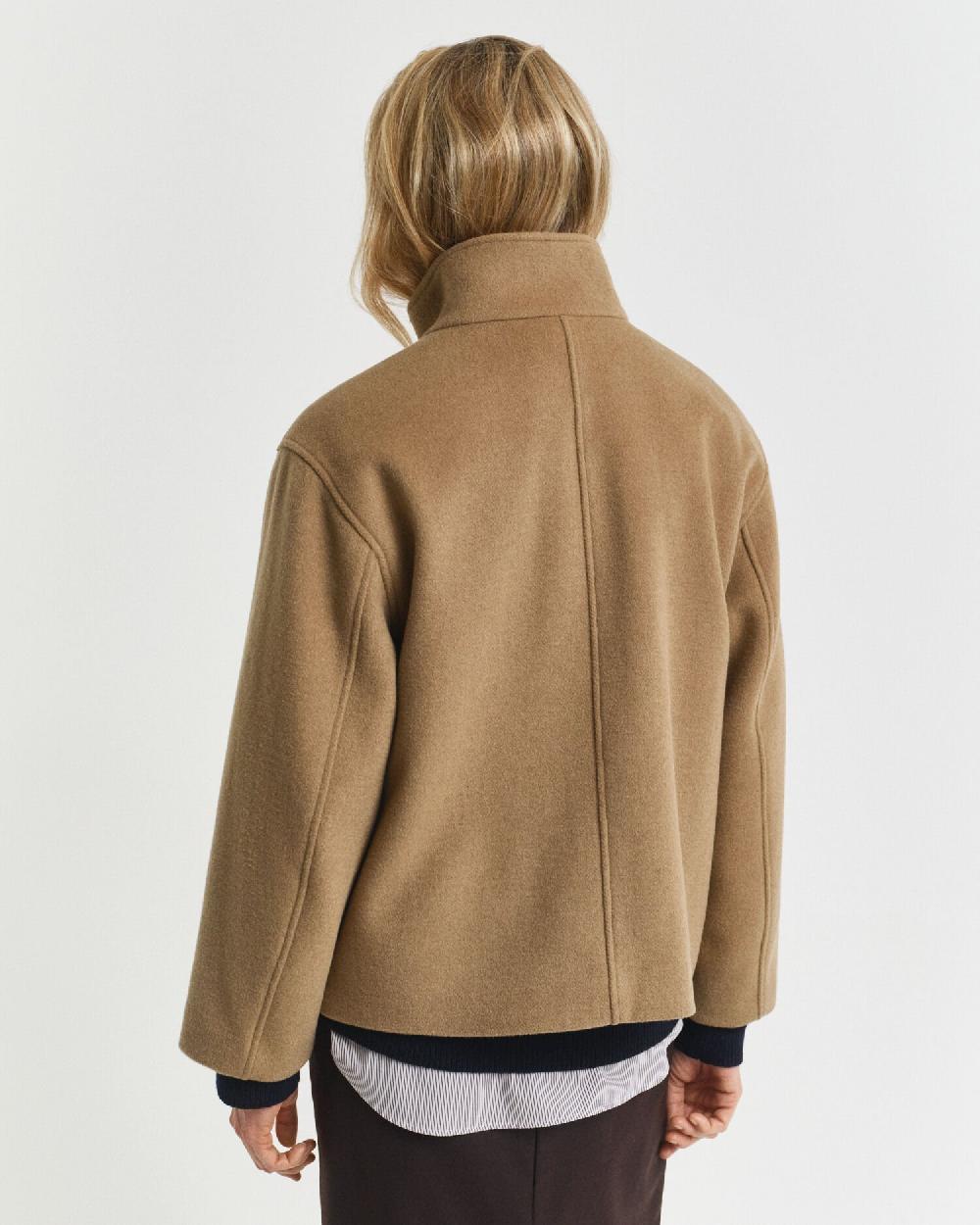 Gant Short Wool Zip Jacket Warm Khaki
