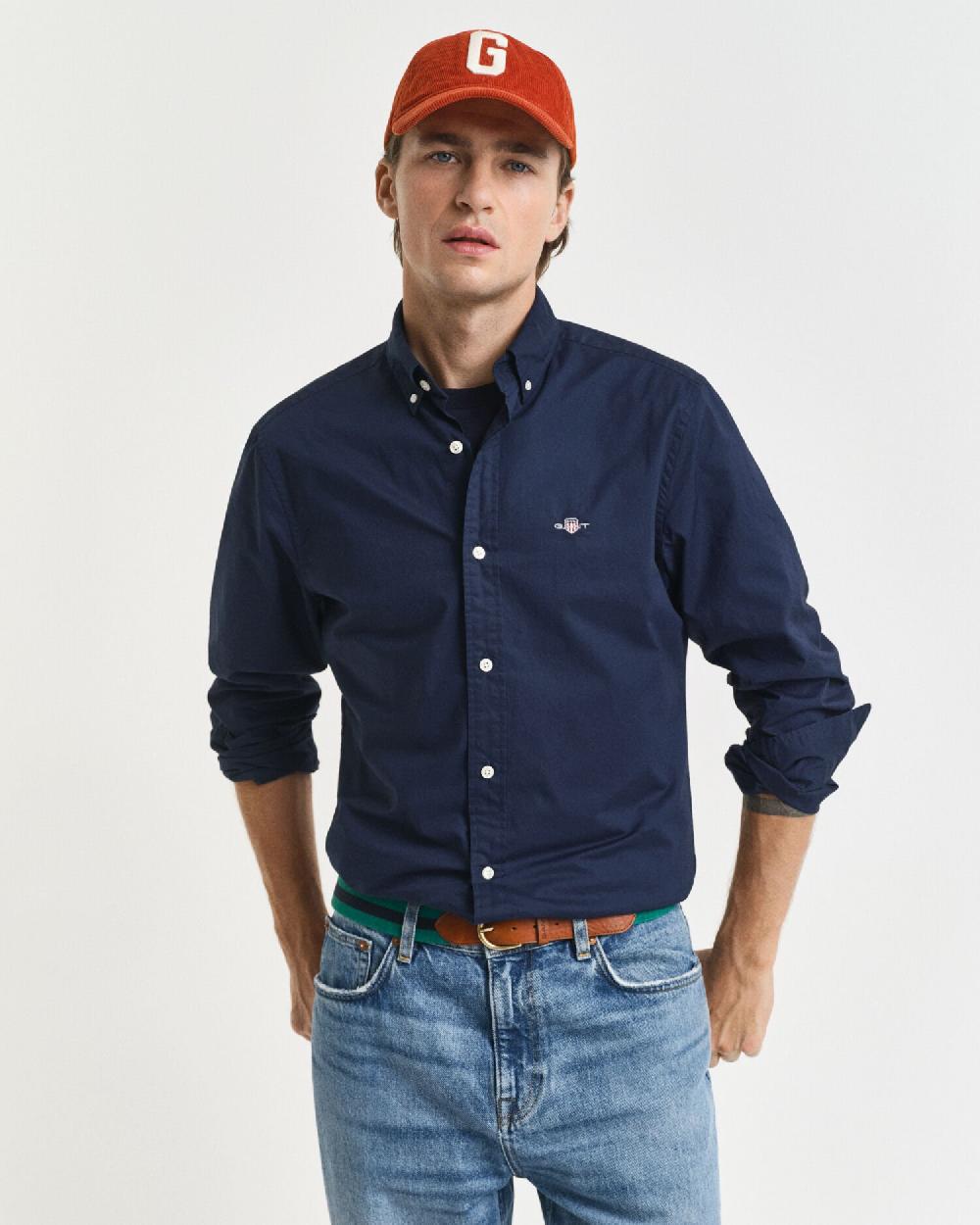 gant Slim Fit Classic Poplin Shirt marine