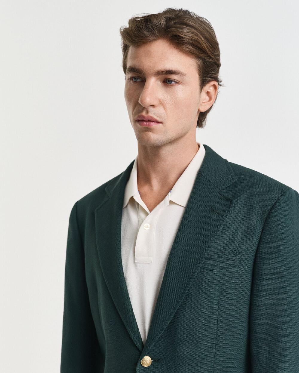 Gant Slim Fit Cotton Club Blazer Tartan Green