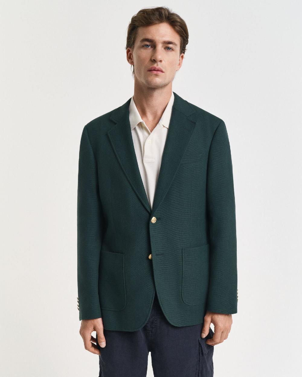 Gant Slim Fit Cotton Club Blazer Tartan Green