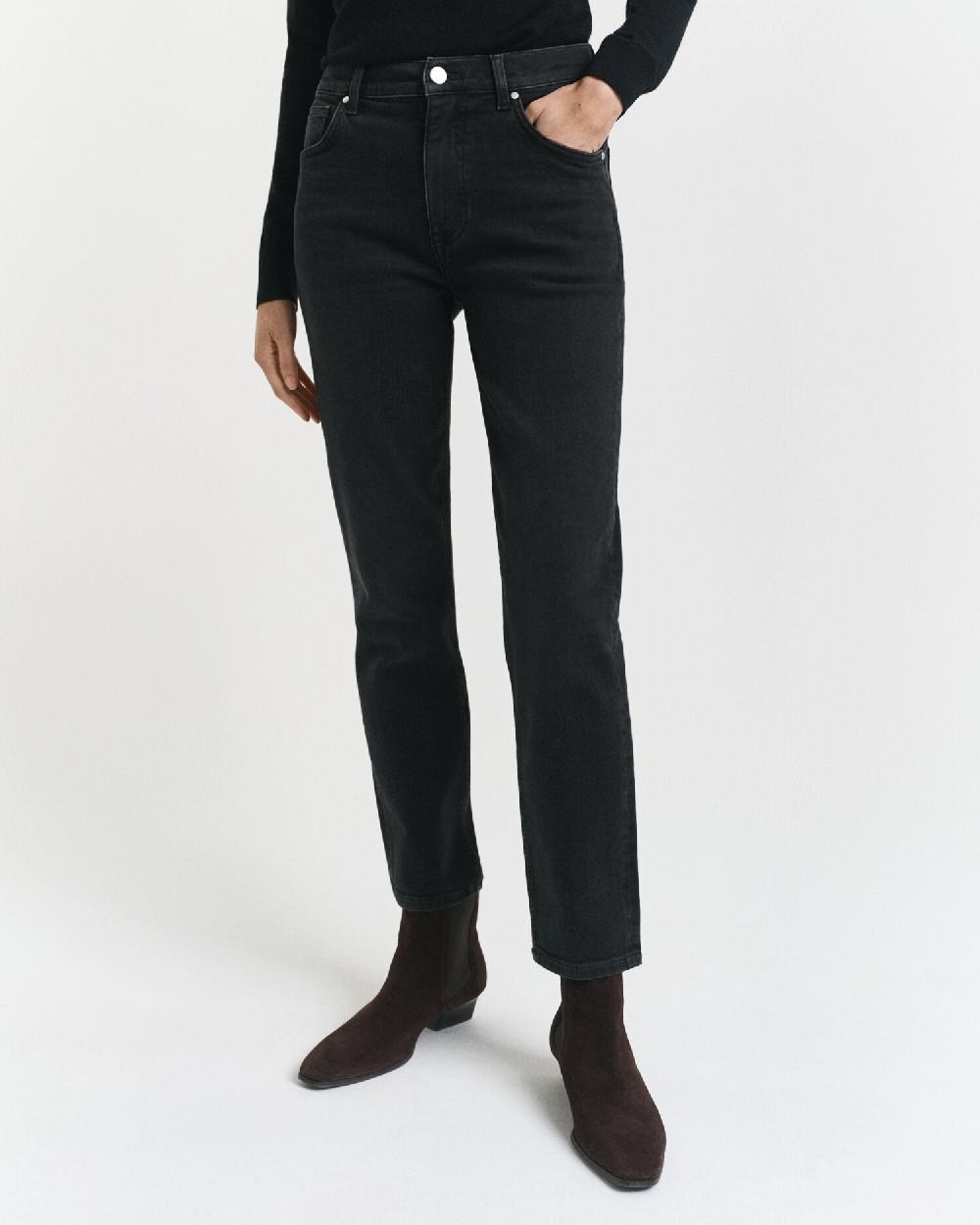 Gant Slim Fit Cropped Black Jeans Black Worn In