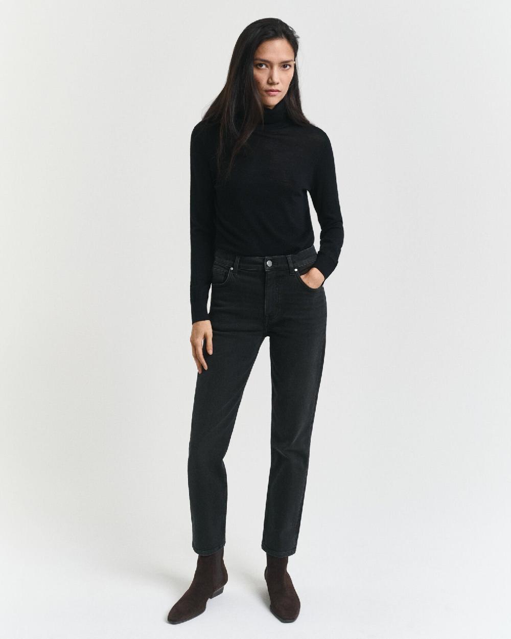 gant Slim Fit Cropped Black Jeans black worn in