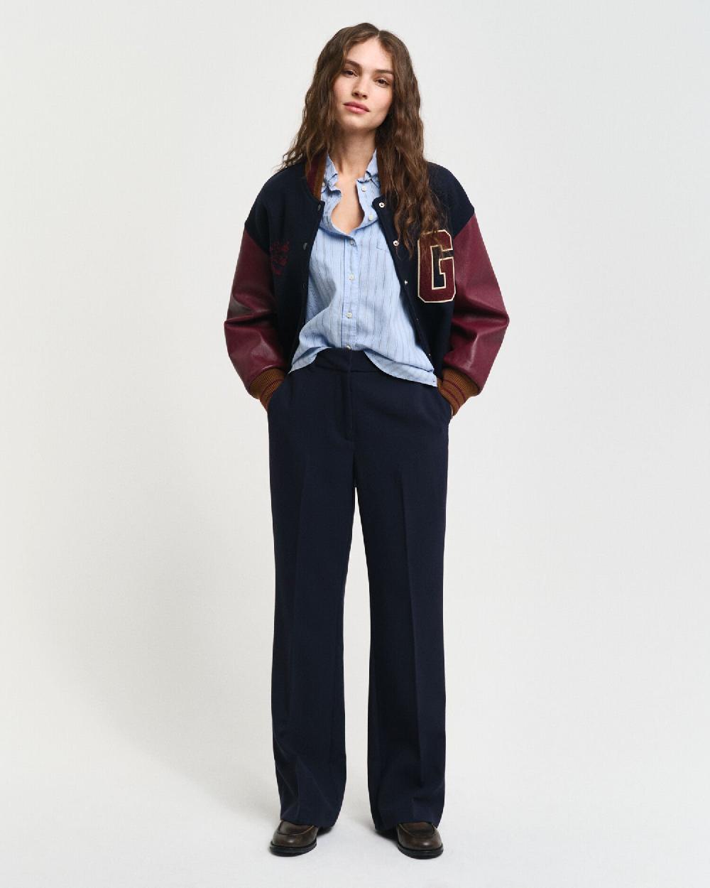gant Slim Fit Flared Slacks evening blue