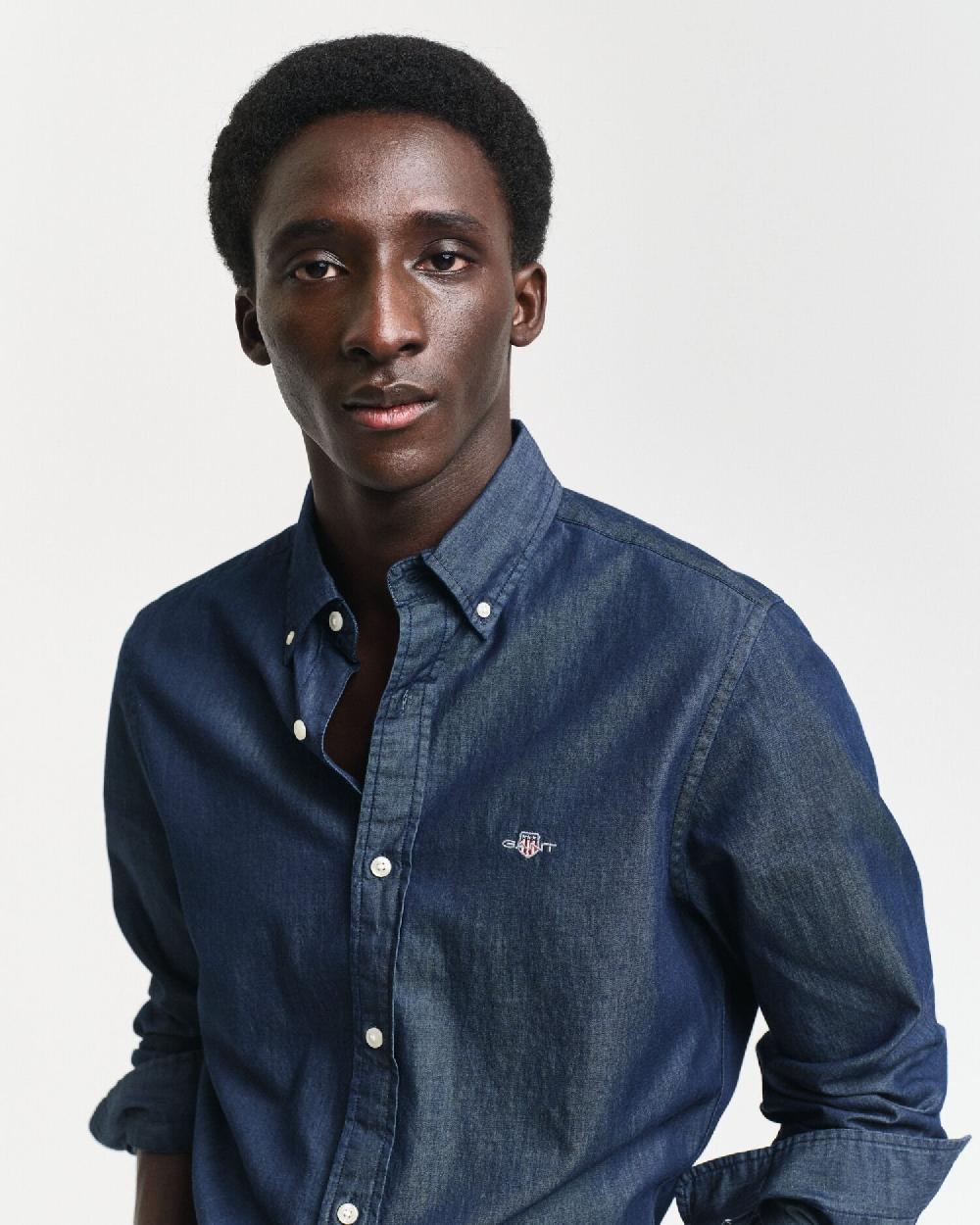 Gant Slim Fit Indigo Shirt Dark Indigo