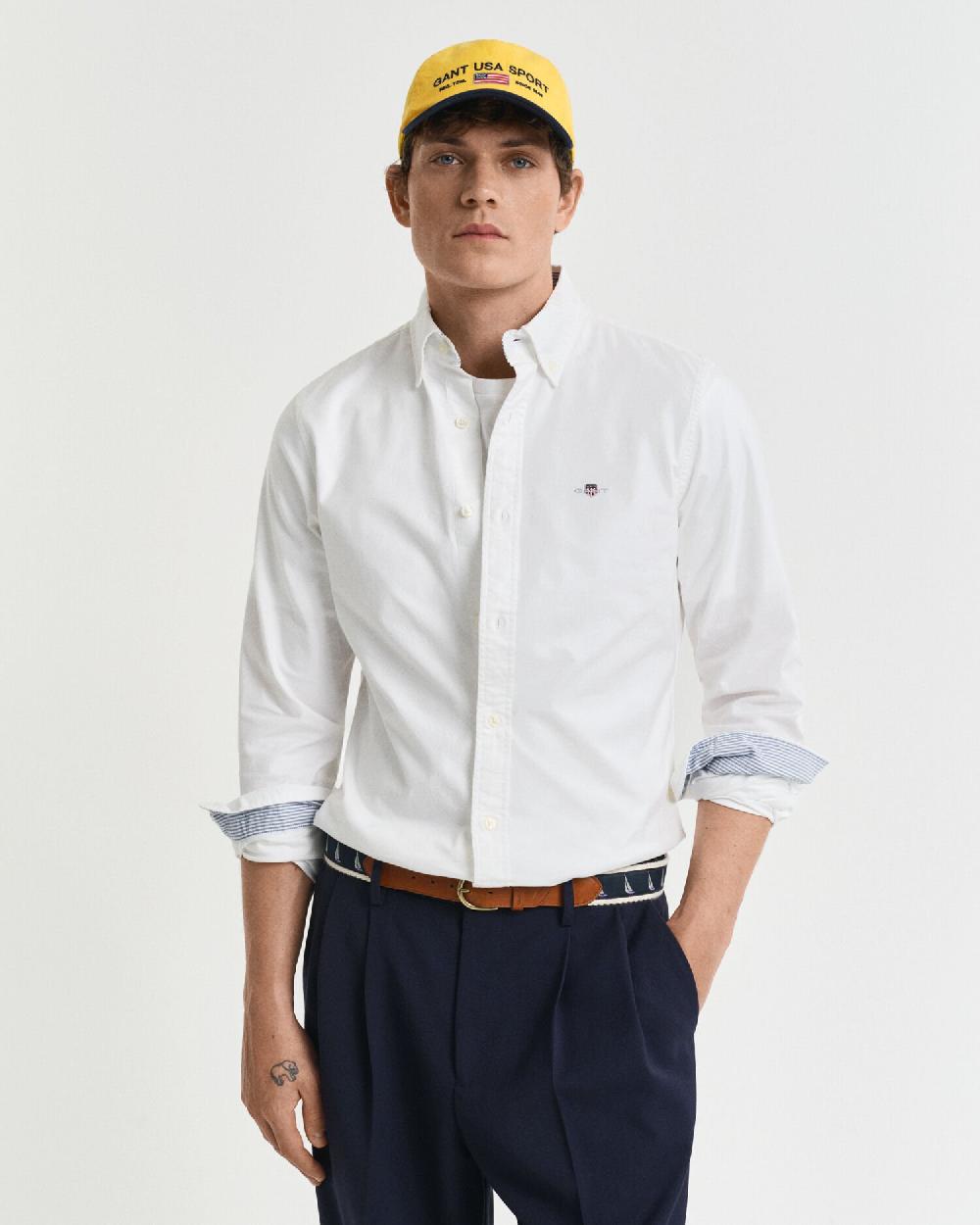 gant Slim Fit Oxford Stretch Shirt white