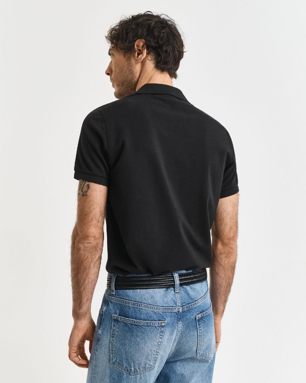 Gant Slim Fit Shield Piqué Polo Shirt Black