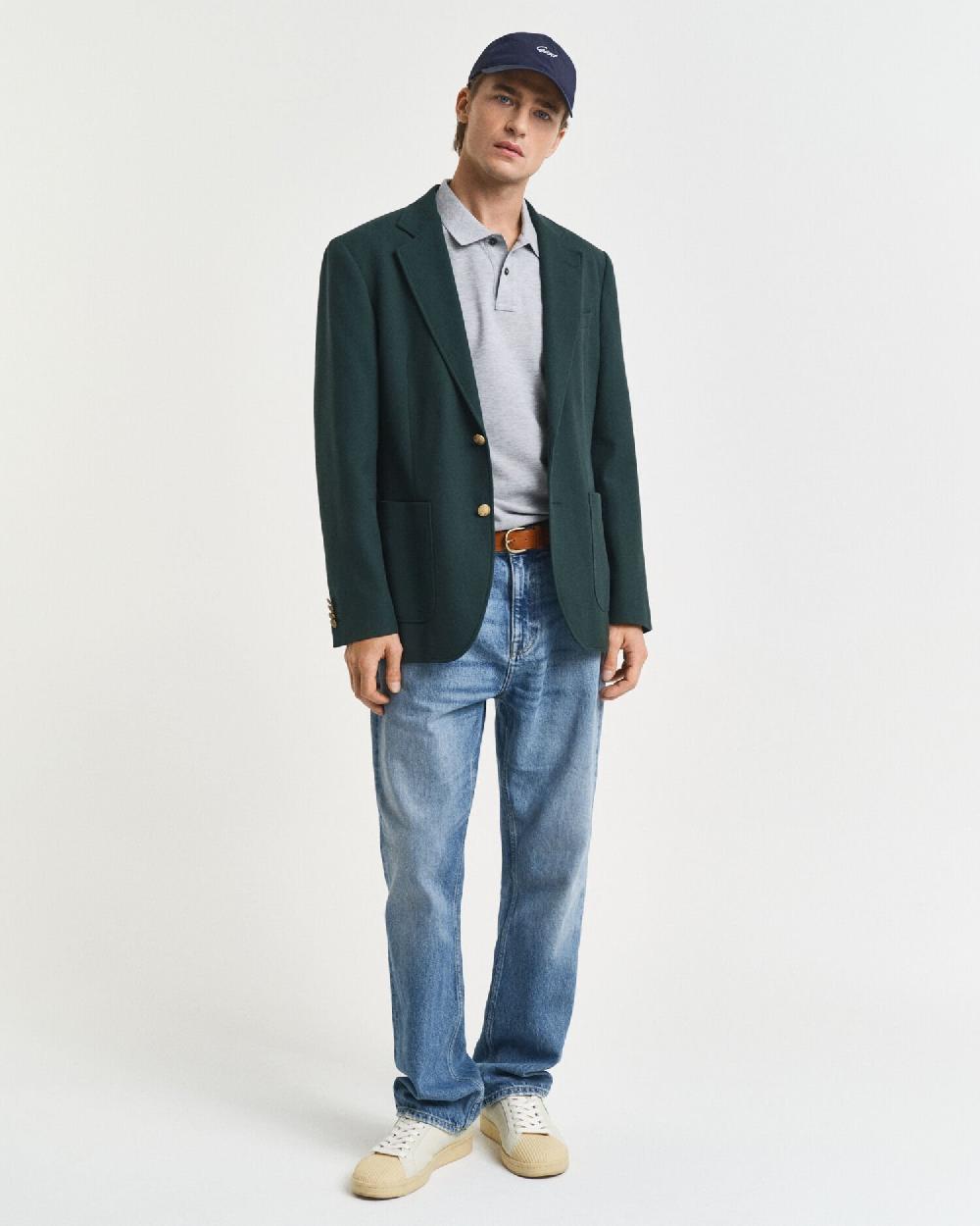 Gant Slim Fit Shield Piqué Polo Shirt Grey Melange