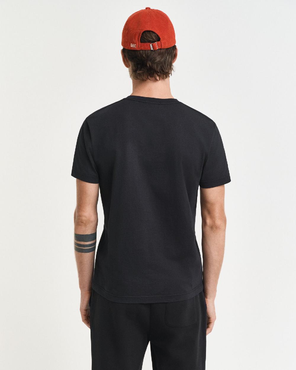 Gant Slim Fit Shield V-Neck T-Shirt Black