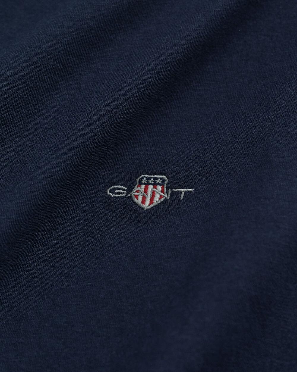 Gant Slim Fit Shield V-Neck T-Shirt Evening Blue