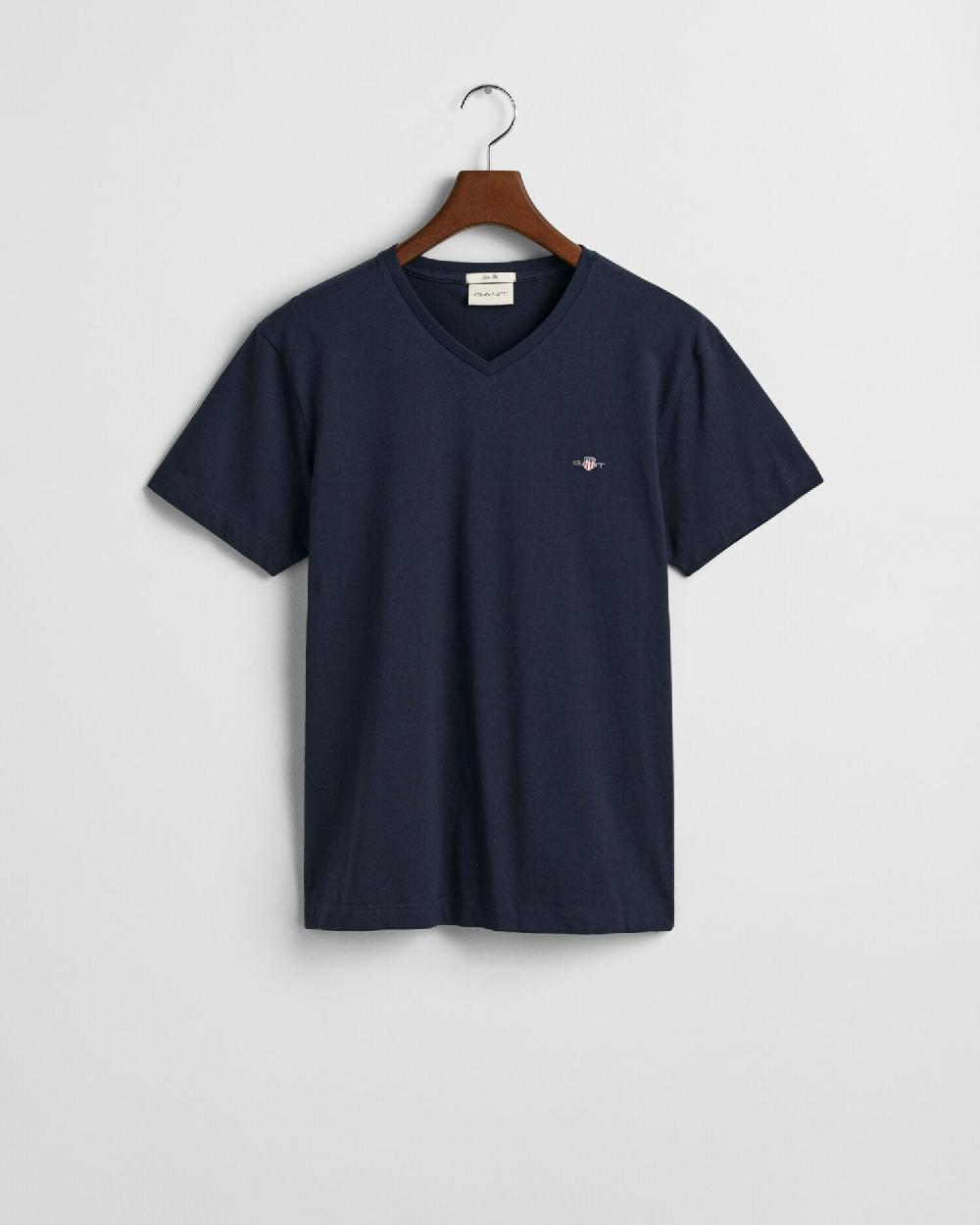 gant Slim Fit Shield V-Neck T-Shirt evening blue
