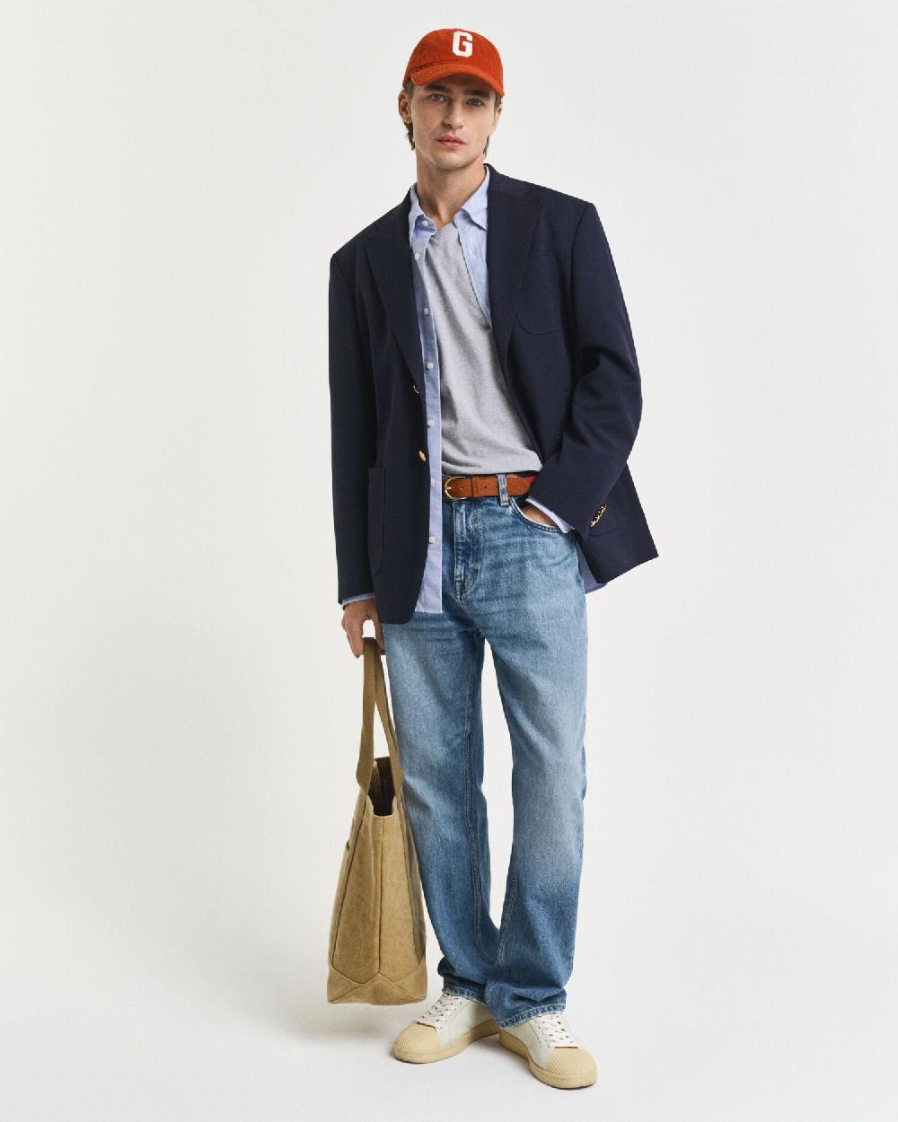 Gant Slim Fit Shield V-Neck T-Shirt Grey Melange