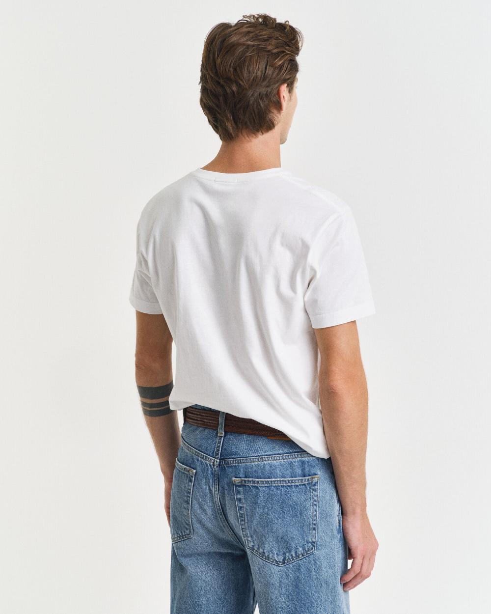 Gant Slim Fit Shield V-Neck T-Shirt White