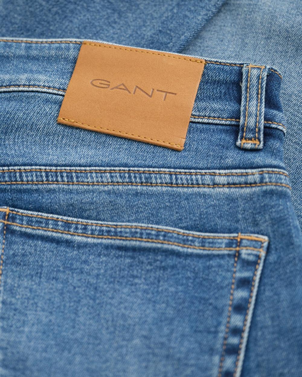 Gant Slim Fit Stretch Jeans Mid Blue Broken In