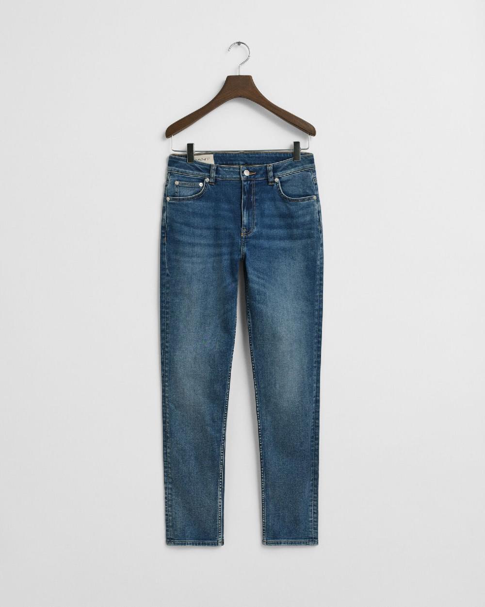 gant Slim Fit Stretch Jeans mid blue broken in