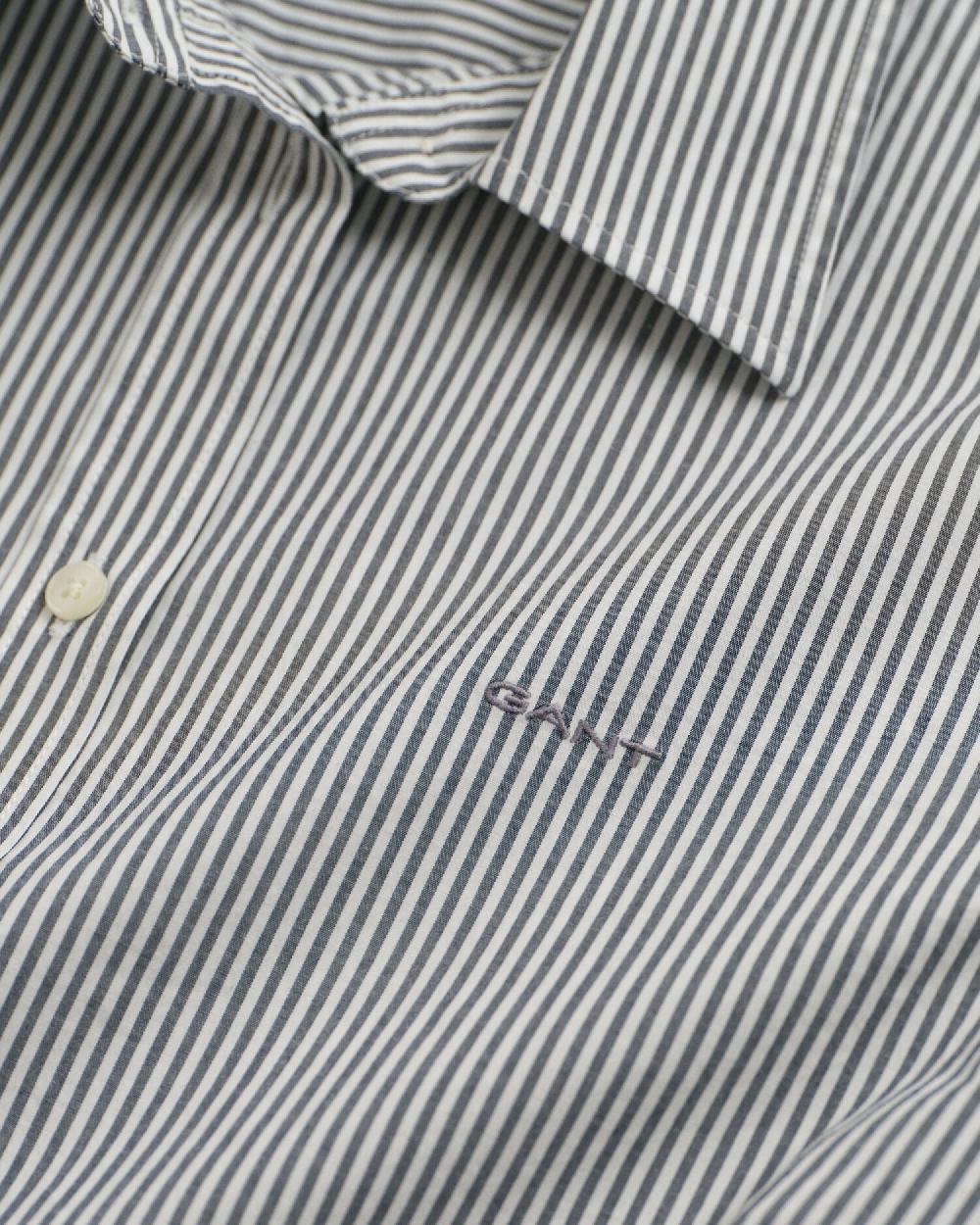 Gant Slim Fit Striped Poplin Shirt Evening Blue