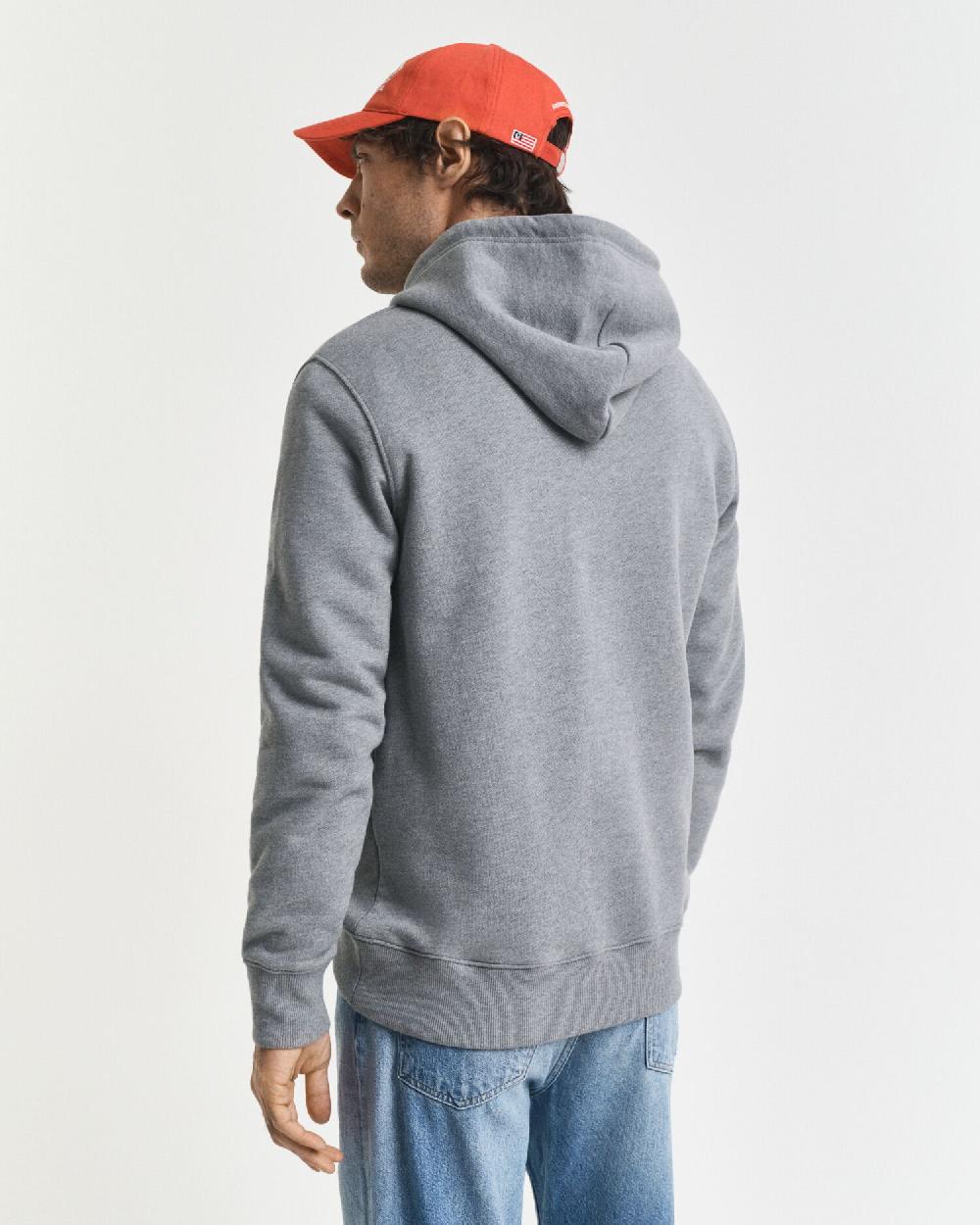 Gant Small Graphic Hoodie Grey Melange