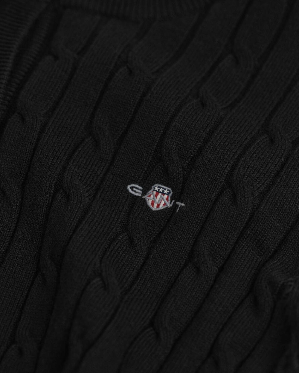 Gant Stretch Cotton Cable Knit Cardigan Black