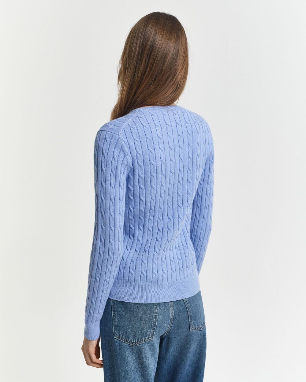Gant Stretch Cotton Cable Knit Cardigan Clear Sky