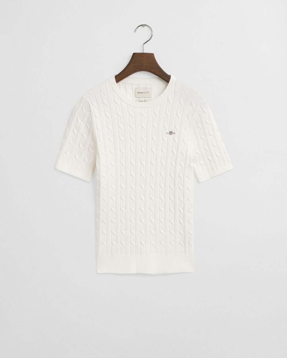 gant Stretch Cotton Cable Knit Sweater eggshell