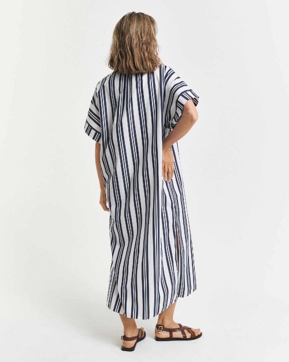 Gant Striped Caftan Dress Classic Blue