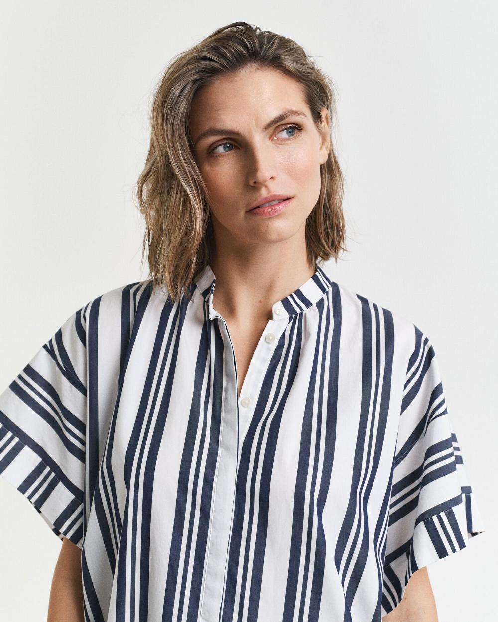 Gant Striped Caftan Dress Classic Blue