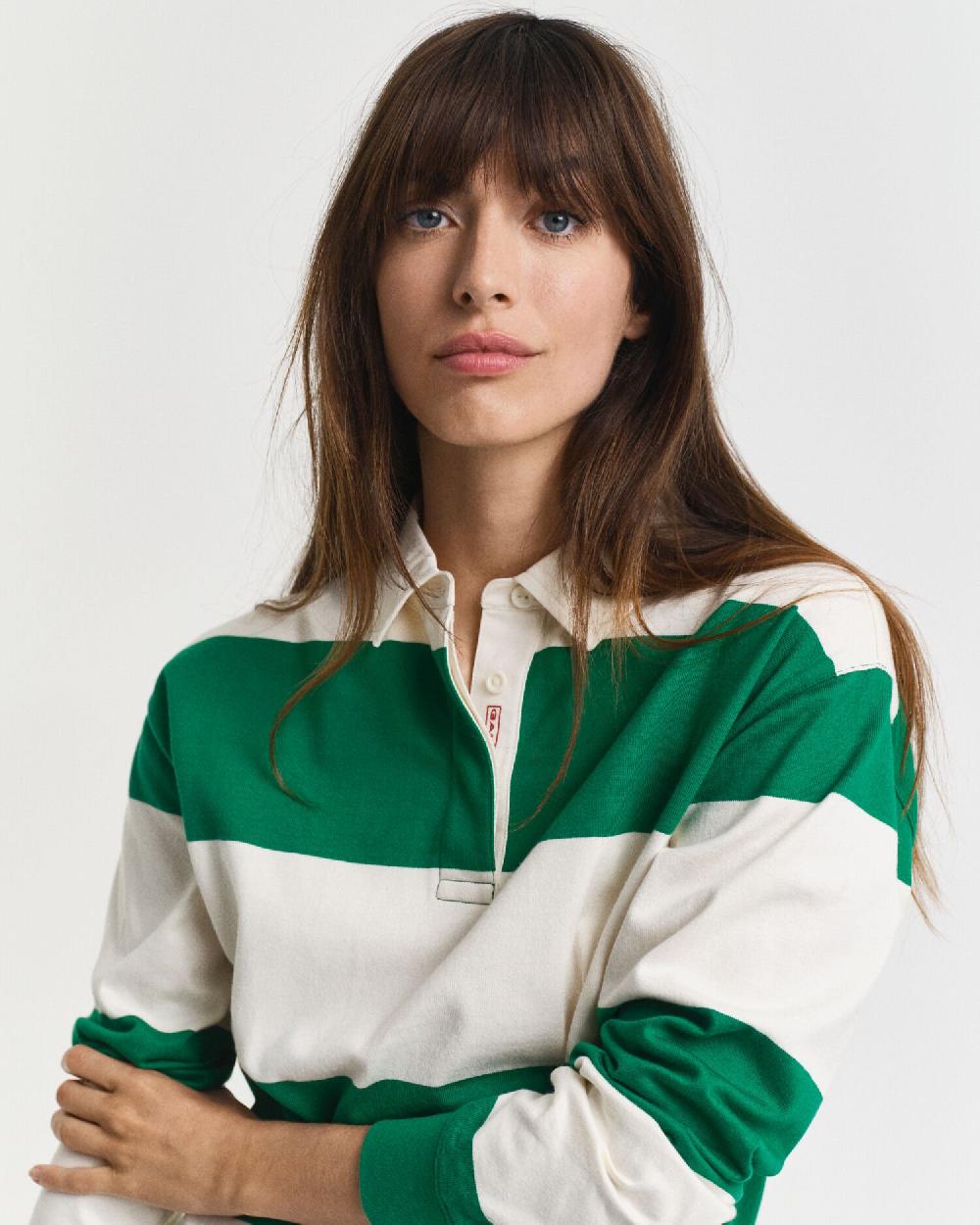 Gant Striped Cotton Heavy Rugger Bold Green