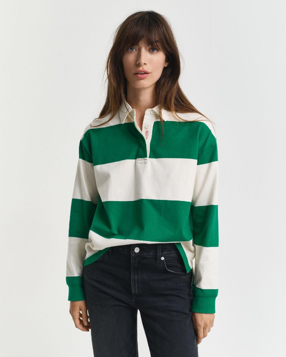 gant Striped Cotton Heavy Rugger bold green