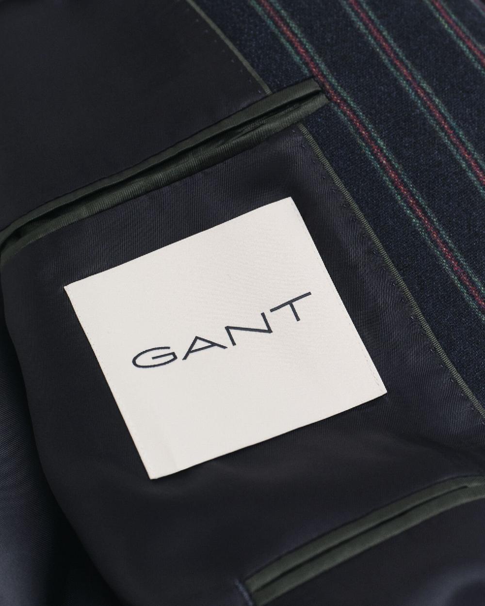 Gant Striped Flannel Club Blazer Evening Blue