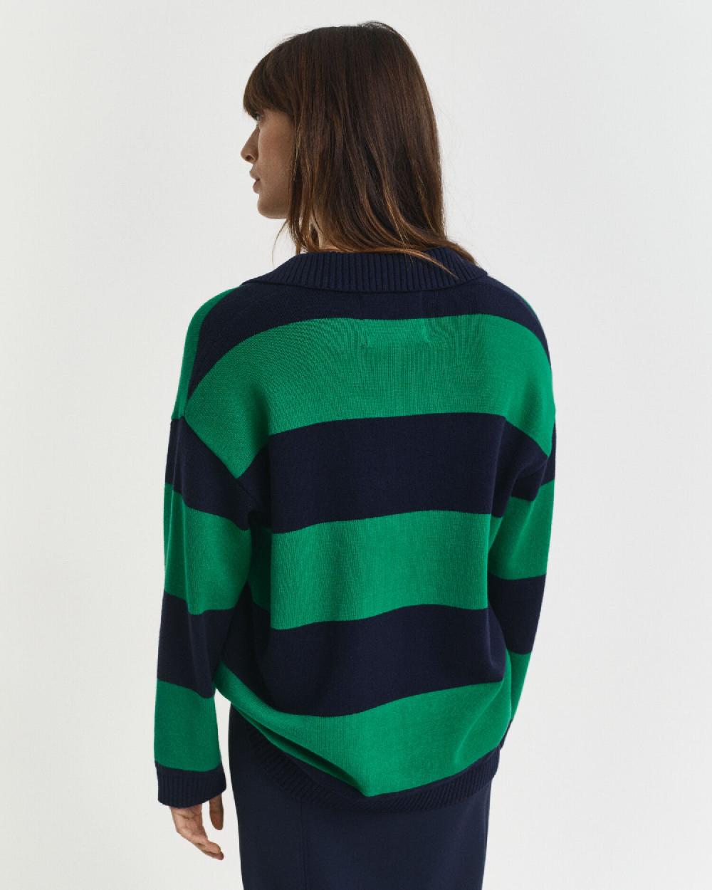 Gant Striped Knitted Rugger Evening Blue