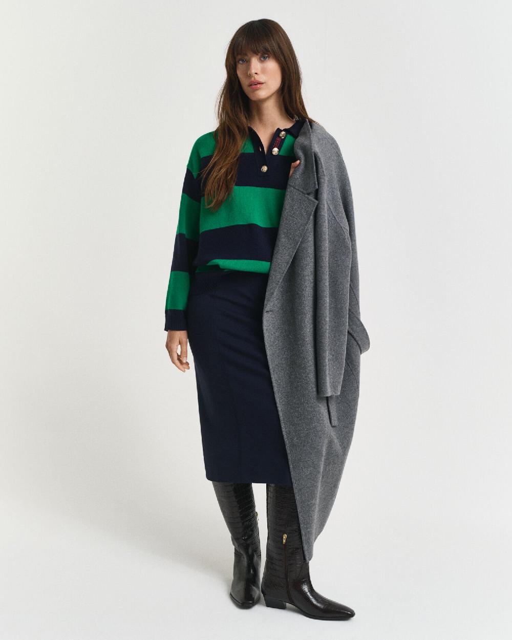 Gant Striped Knitted Rugger Evening Blue