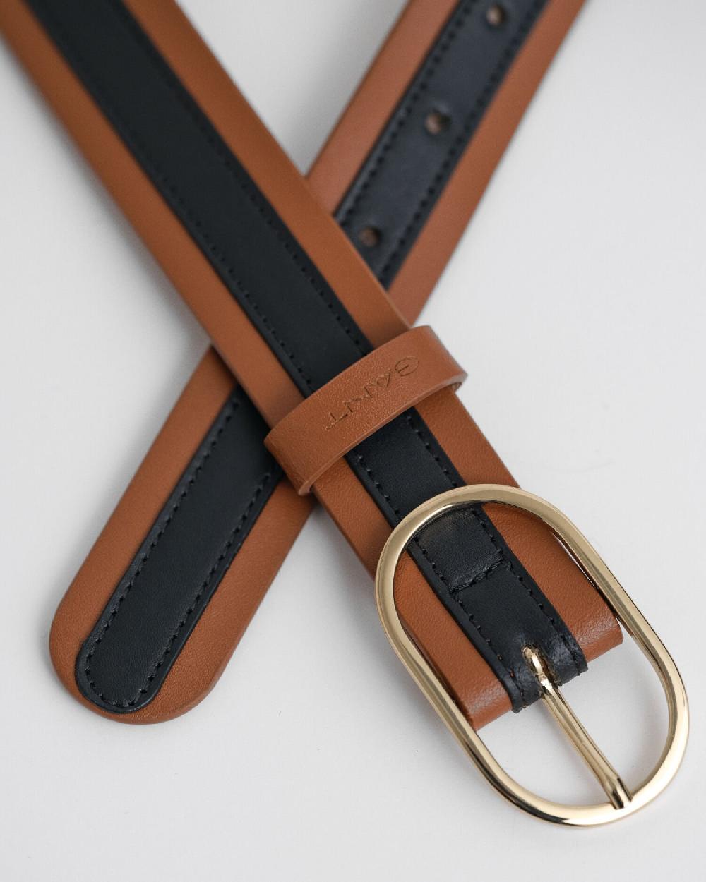 Gant Striped Leather Belt Cognac