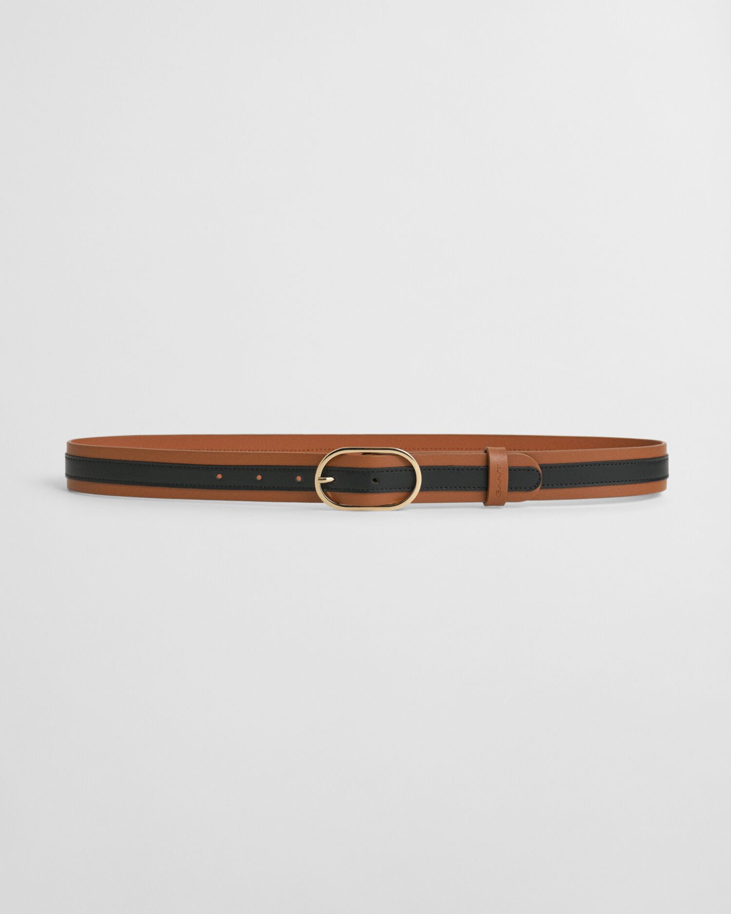 gant Striped Leather Belt cognac