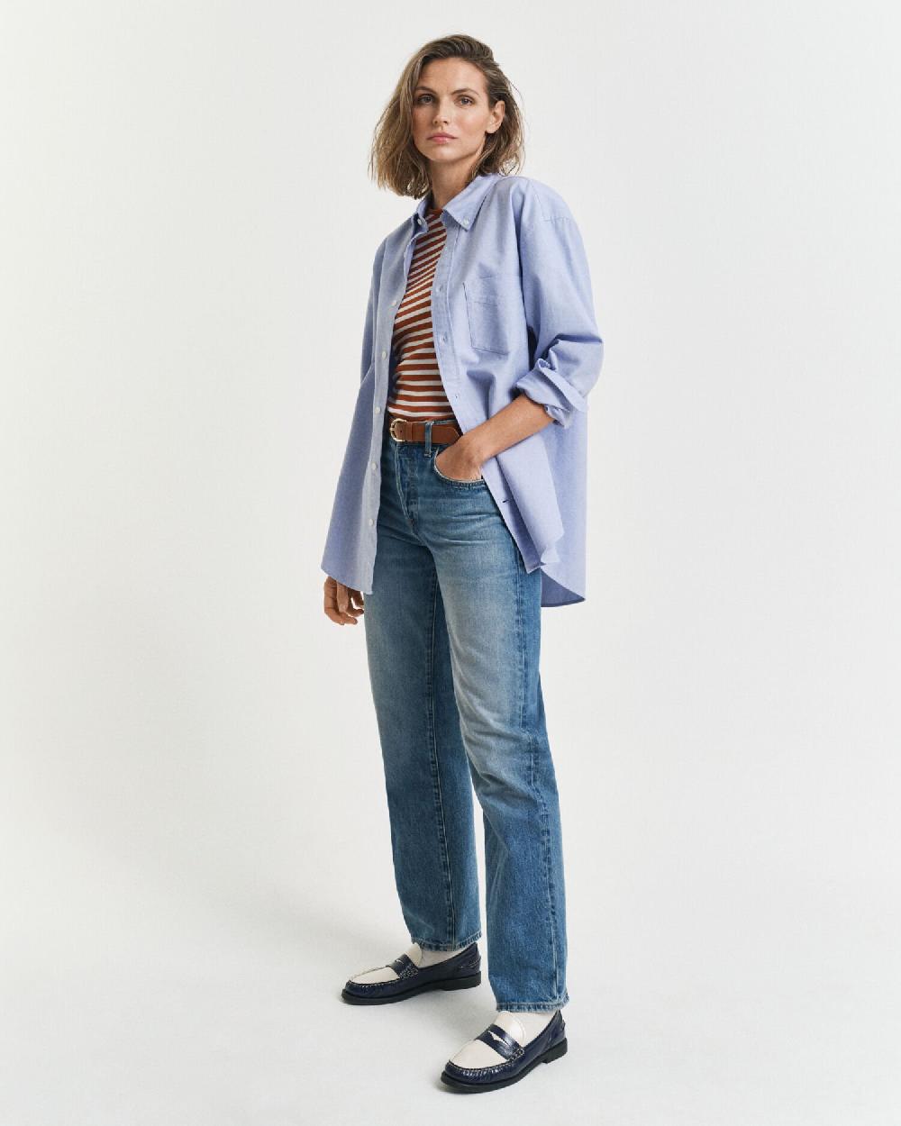 Gant Striped Ribbed T-Shirt Rusty Brown