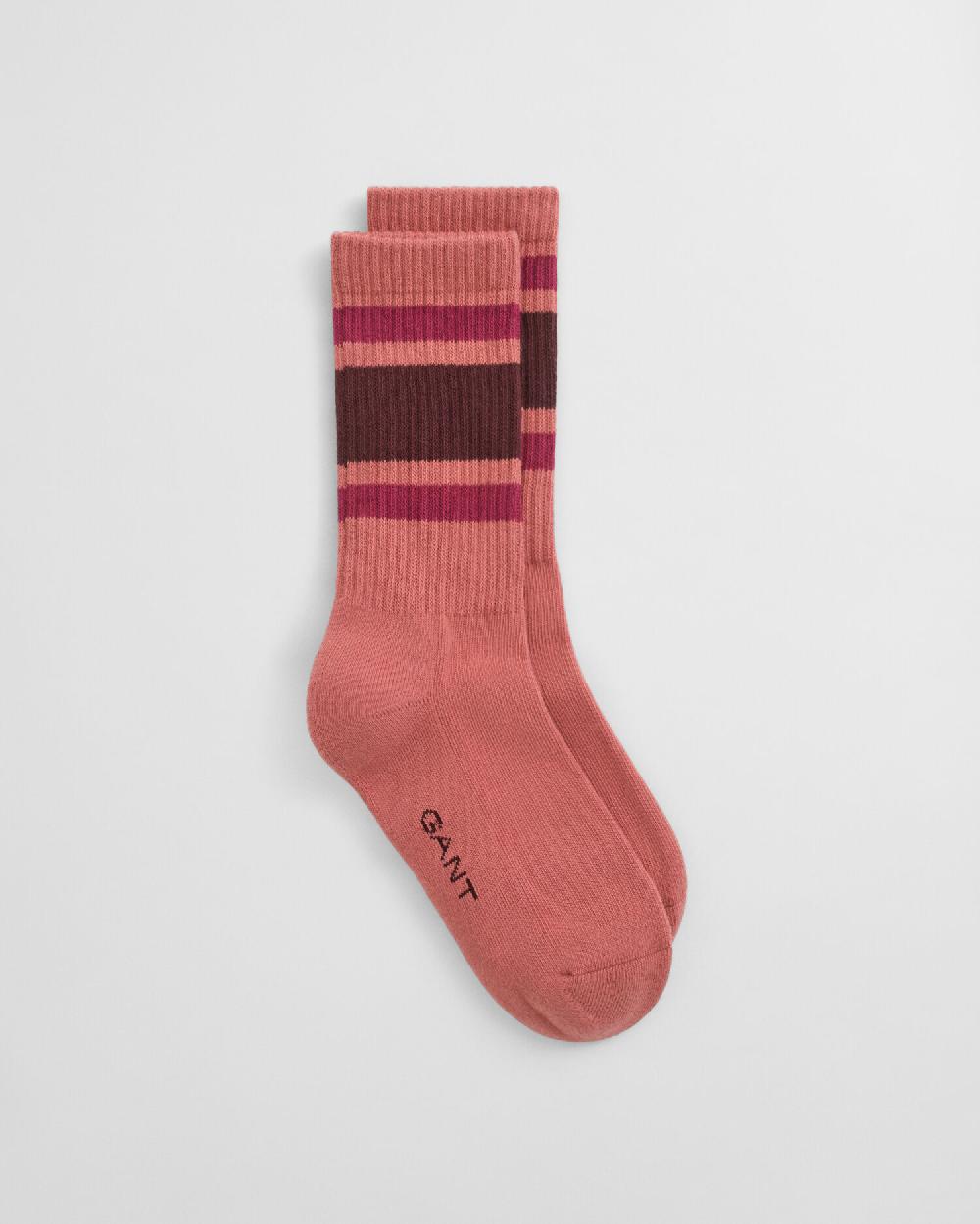 gant Striped Sport Socks faded brick