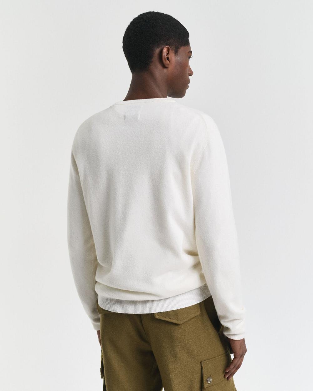 Gant Superfine Lambswool Crew Neck Sweater Cream