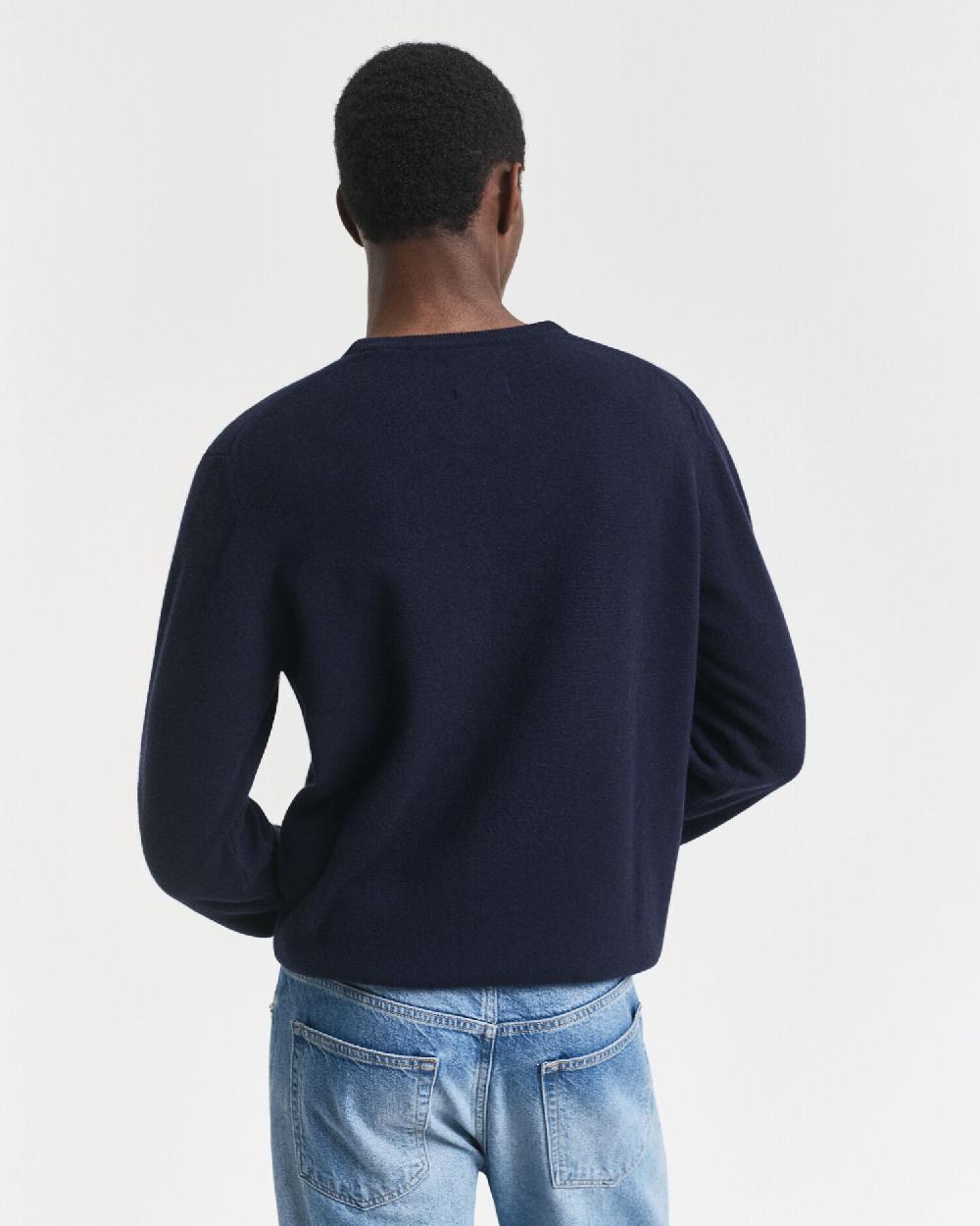 Gant Superfine Lambswool Crew Neck Sweater Marine