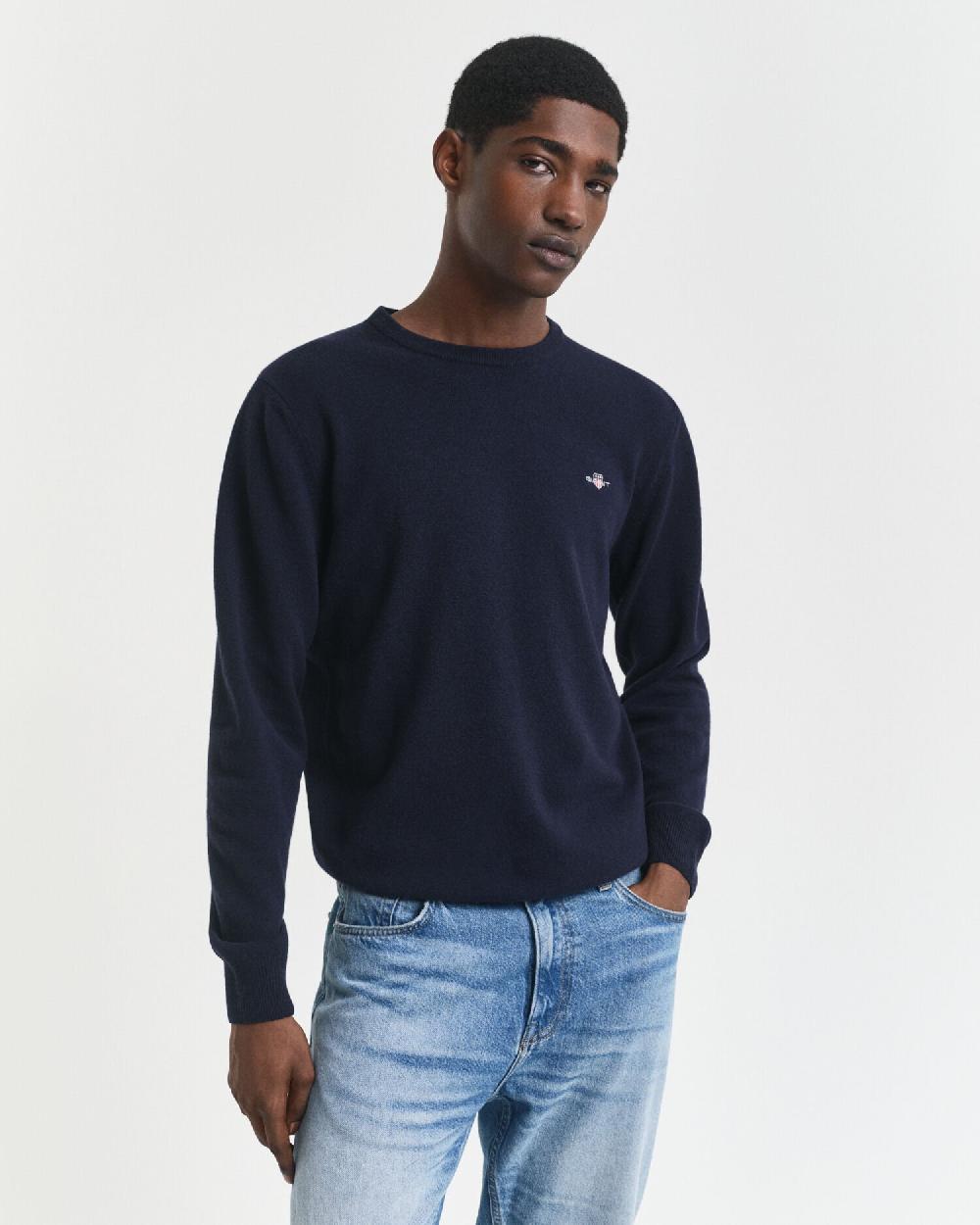 gant Superfine Lambswool Crew Neck Sweater marine