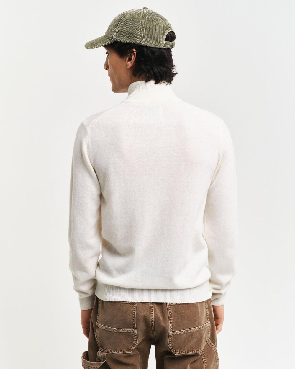 Gant Superfine Lambswool Half-Zip Sweater Cream