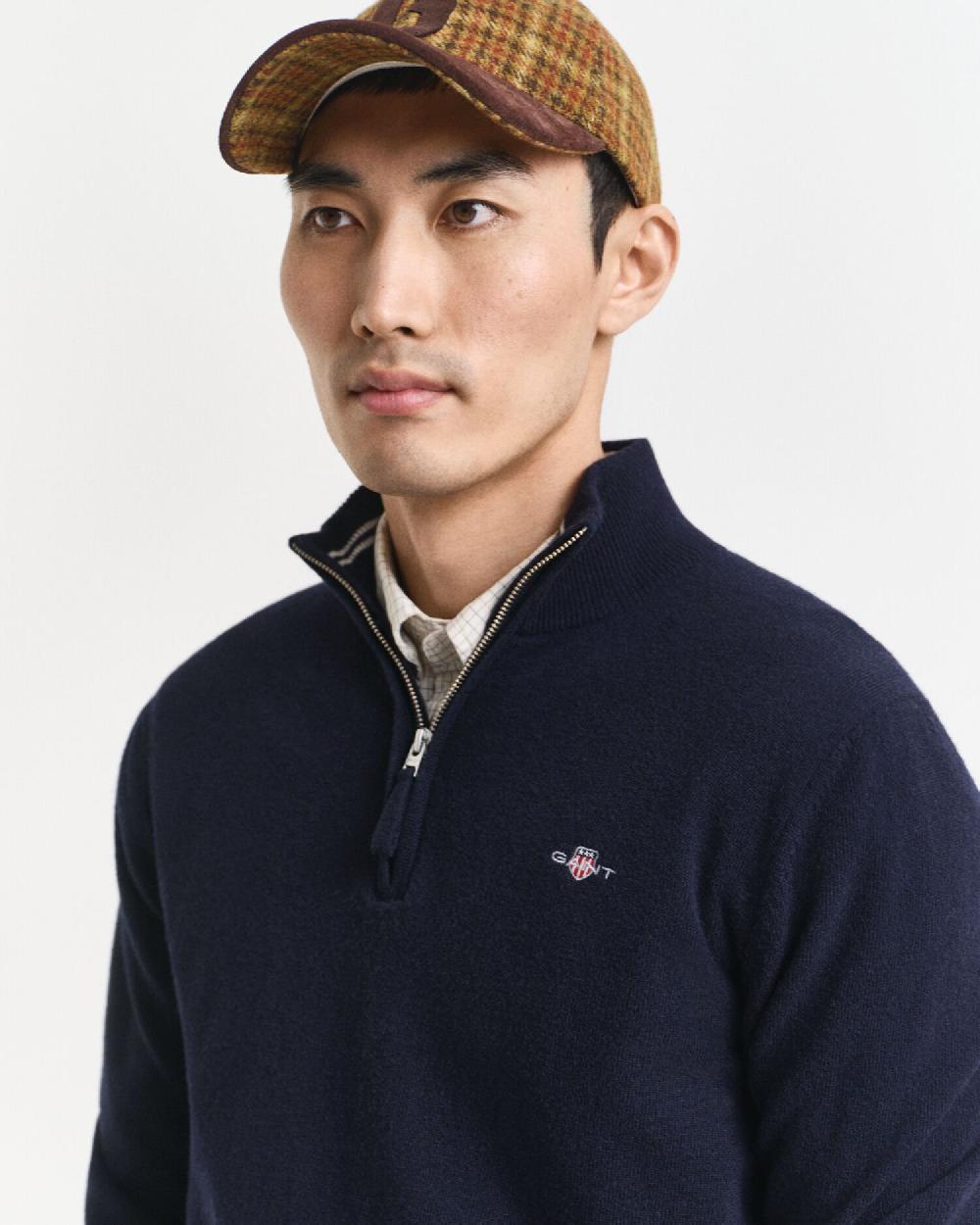 Gant Superfine Lambswool Half-Zip Sweater Marine