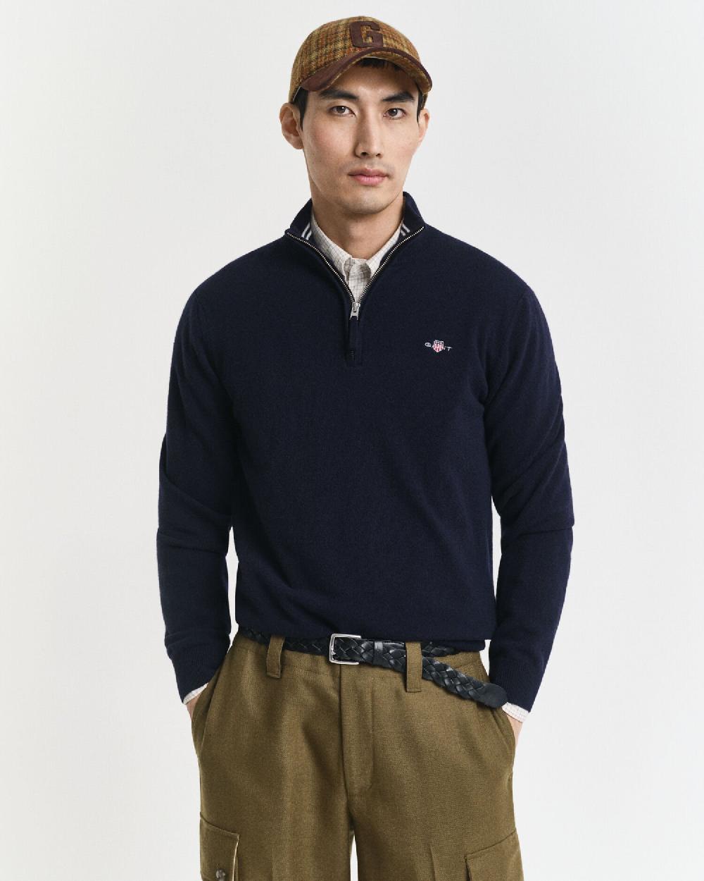 gant Superfine Lambswool Half-Zip Sweater marine