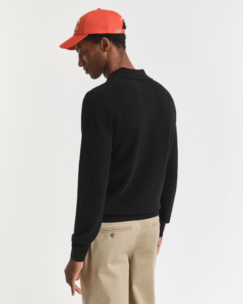 Gant Superfine Lambswool Polo Sweater Black